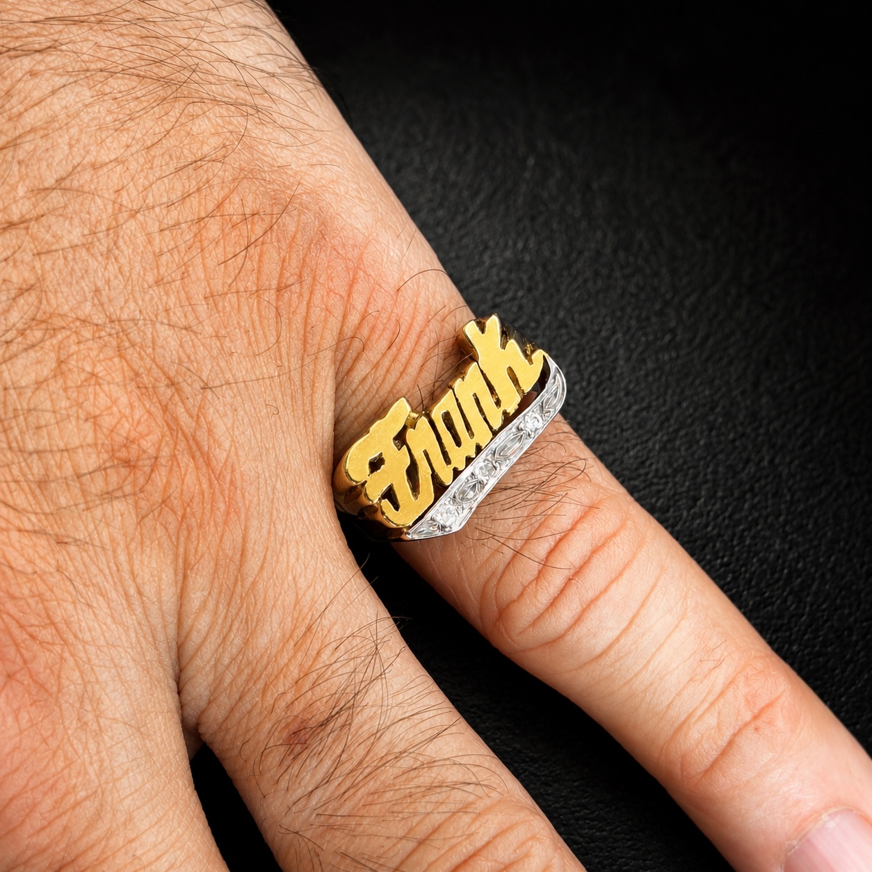 Custom name ring in gold — Daval Jewelry Elmhurst Queens